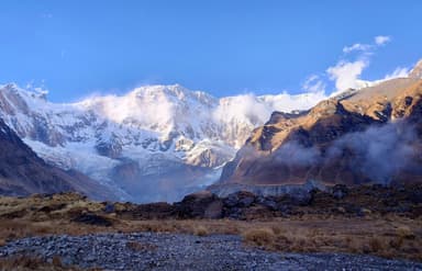 Annapurna Base Camp, Himalayan mountains, trekking Nepal, snow peaks view, Nepal hiking