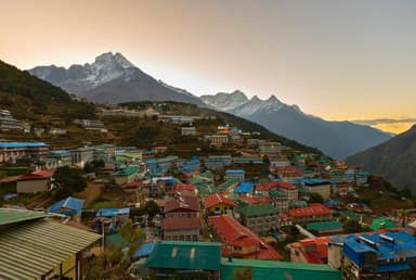 Panormoic view of Namche Bazaar  famous stop over to everest hike