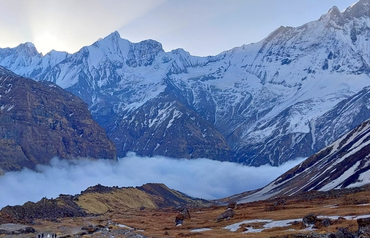 Breathdatking view after reaching annapurna base camp and hiking up