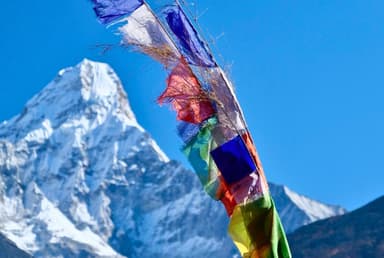 Amadablam view as background on EBC route - Tengboche to Dingboche