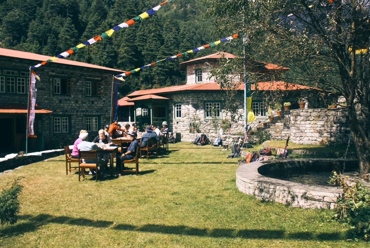 Having lunch outdoor, phakding, luxury trek