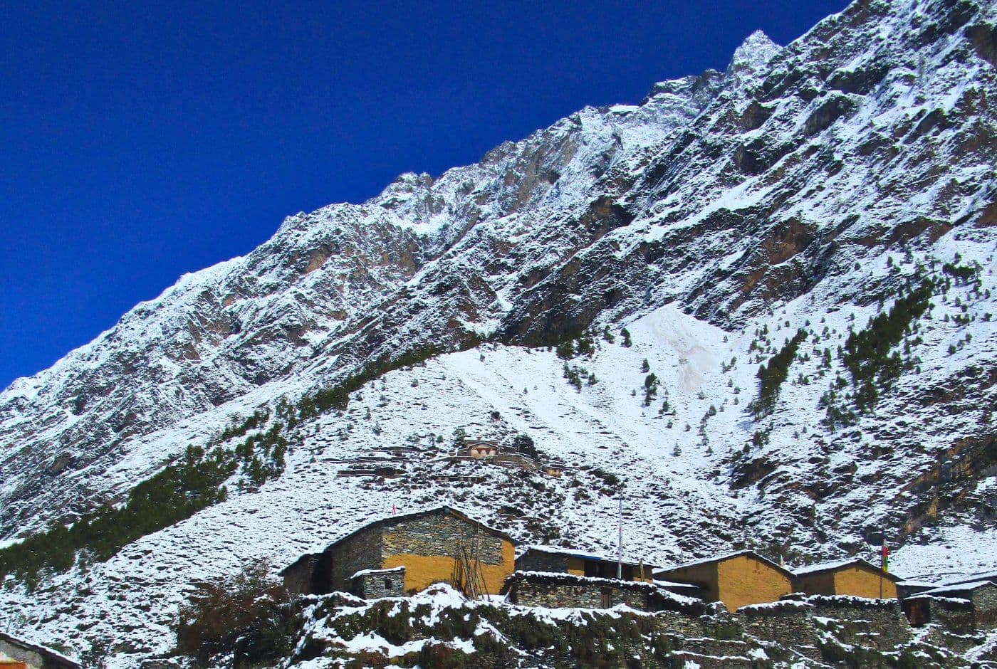 Typical houses made of stones  Tsum Nepal Trek