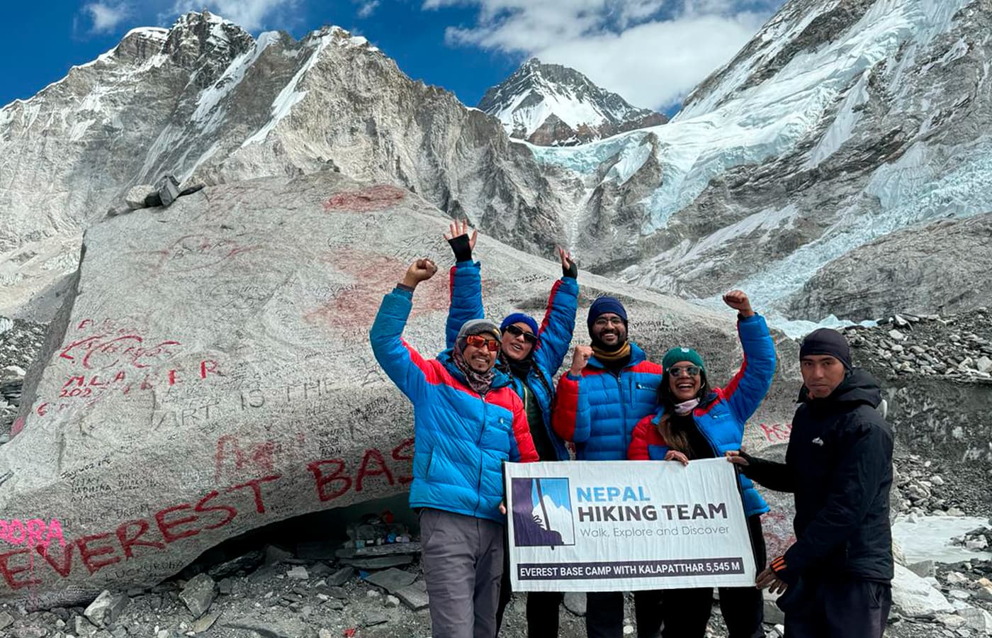 Everest Base Camp -5346m with NHT banner