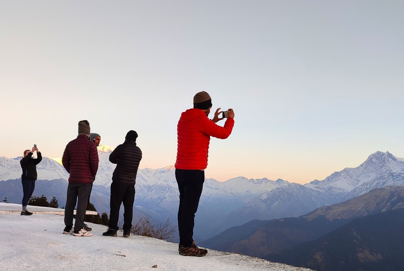 Ready for group photography at Poon Hill during sunrise with our expert and passionate photo guide, Arun