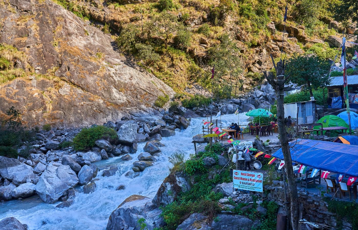 Cascading River from the village of Bamboo  Way to Langtang