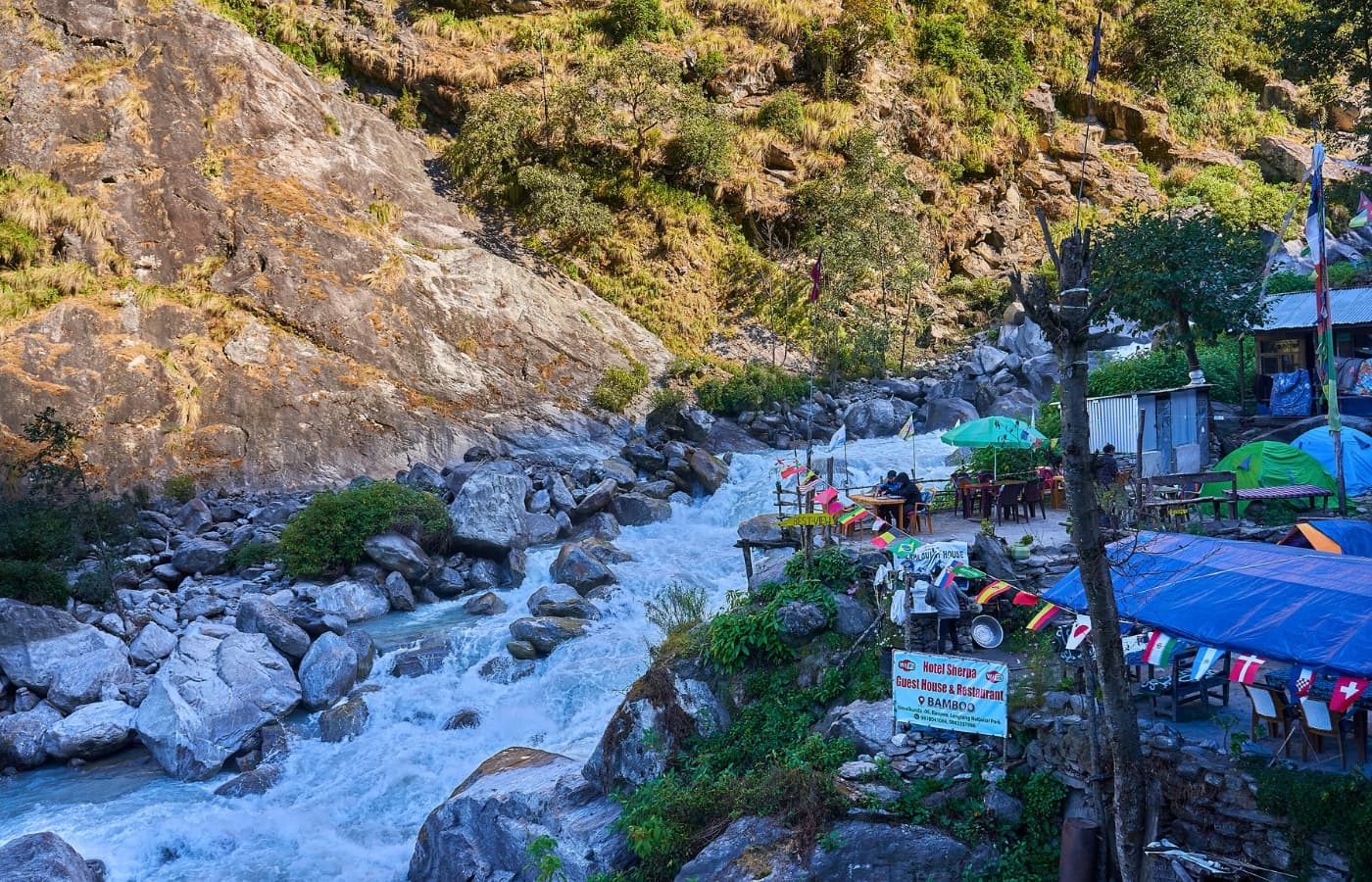 Cascading River from the village of Bamboo Way to Langtang