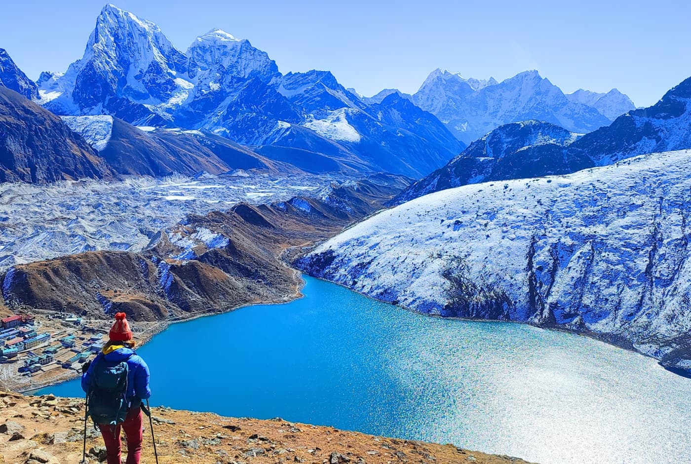 Heading from Gokyo to Gokyo Ri