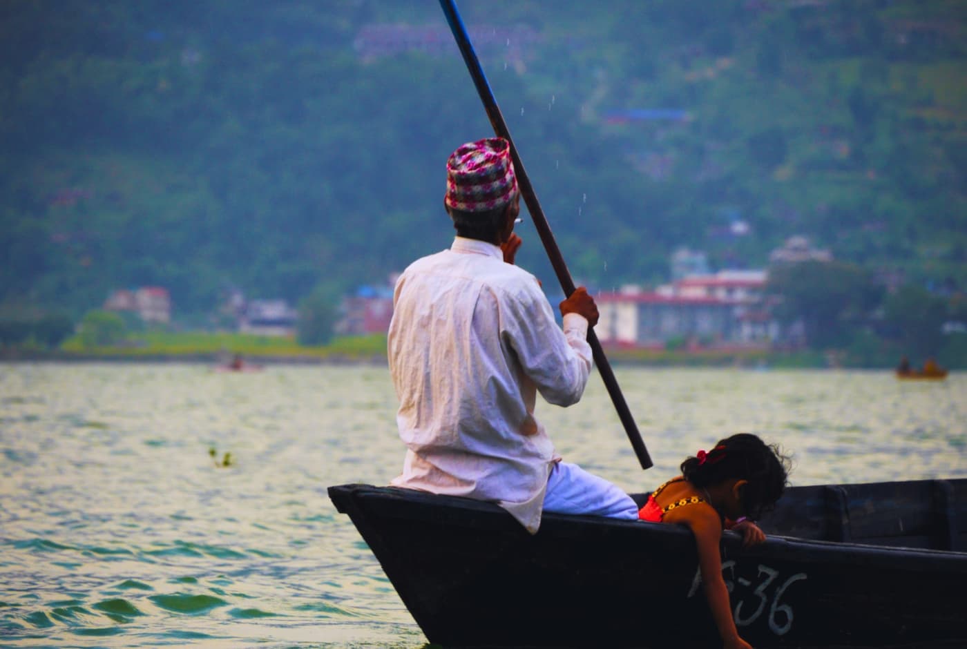 Evening time Fewa lake boat riding