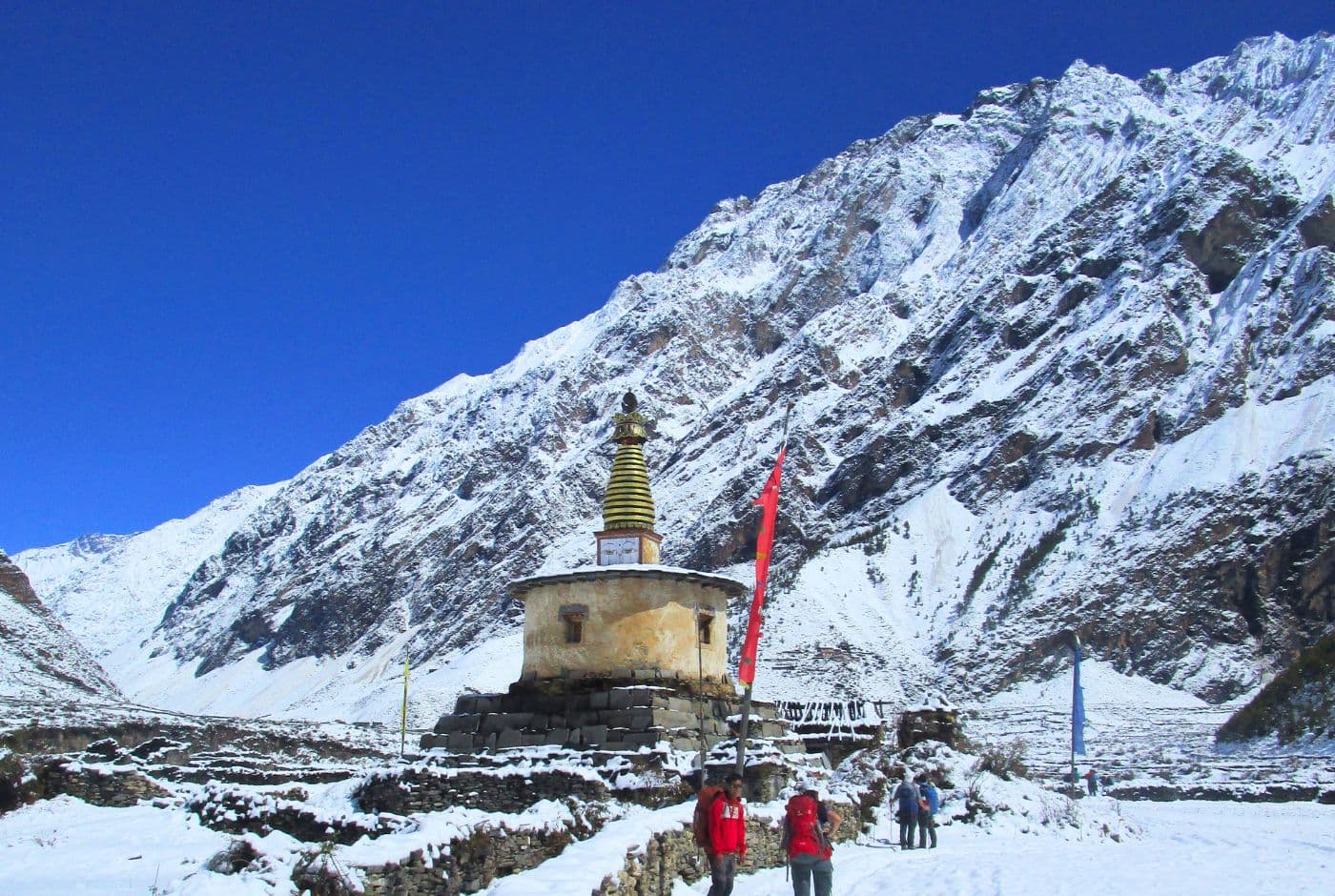 Ancient style stone stupa Tsum Valley trek