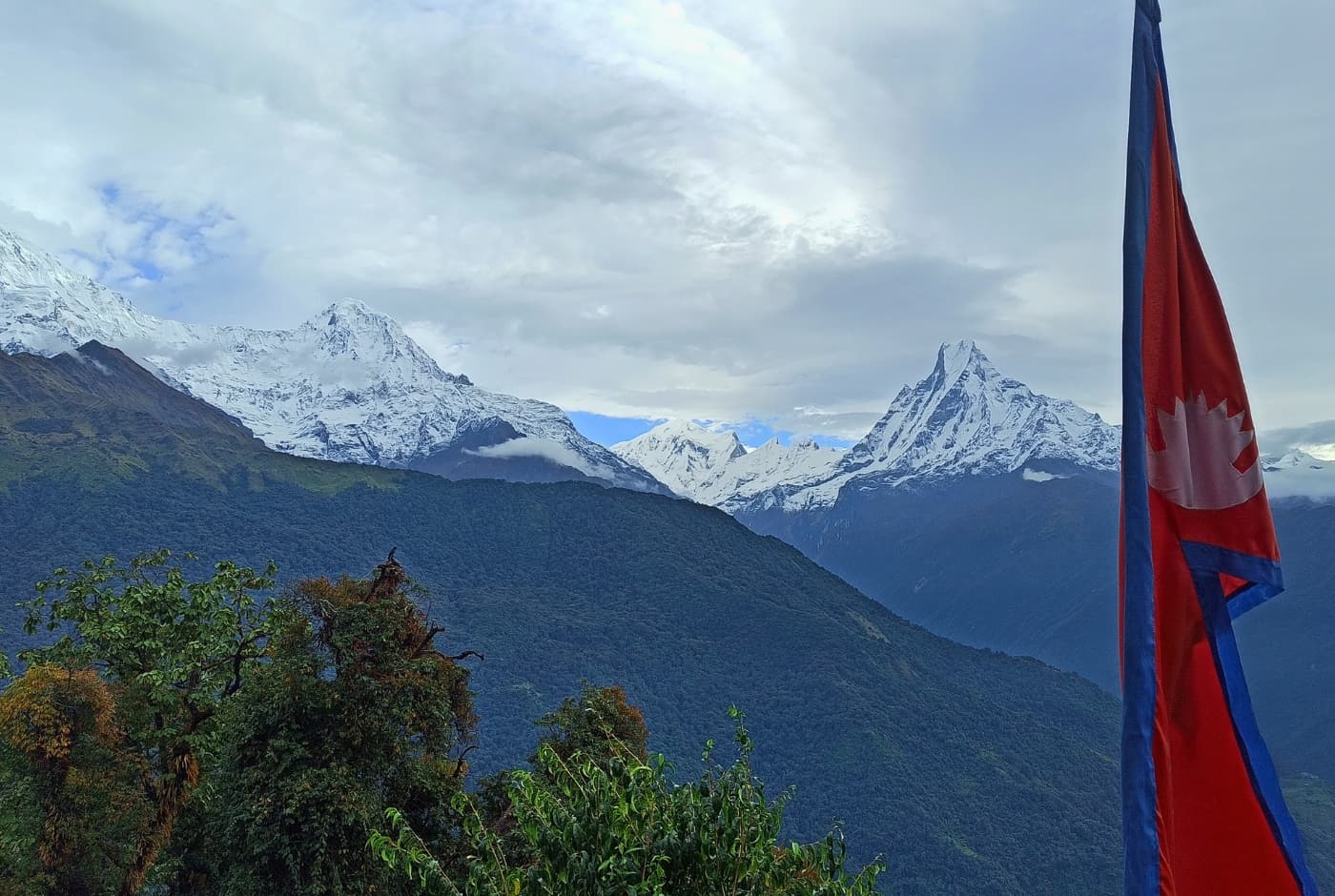 Nepal falg with a beauty of Annapurna