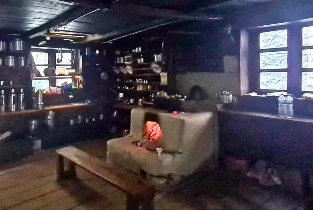 Langtang Local Teahouses kitchen and dinning room