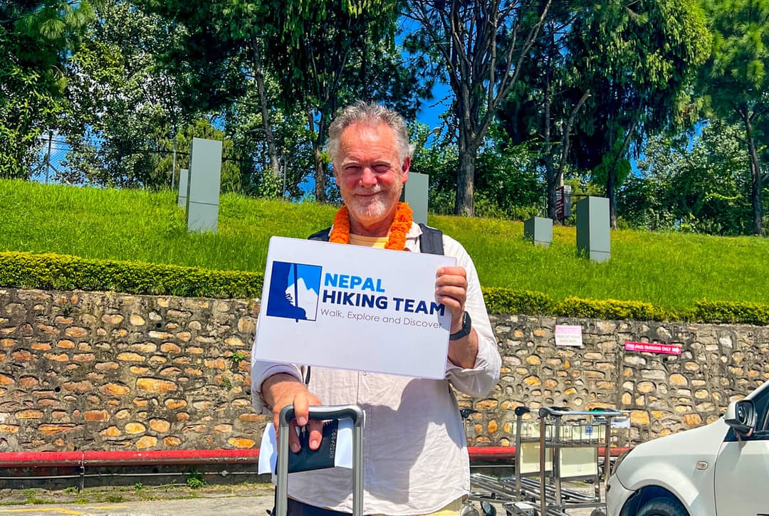 Nepal Hiking Team representative welcoming trekkers at Tribhuvan International Airport Kathmandu