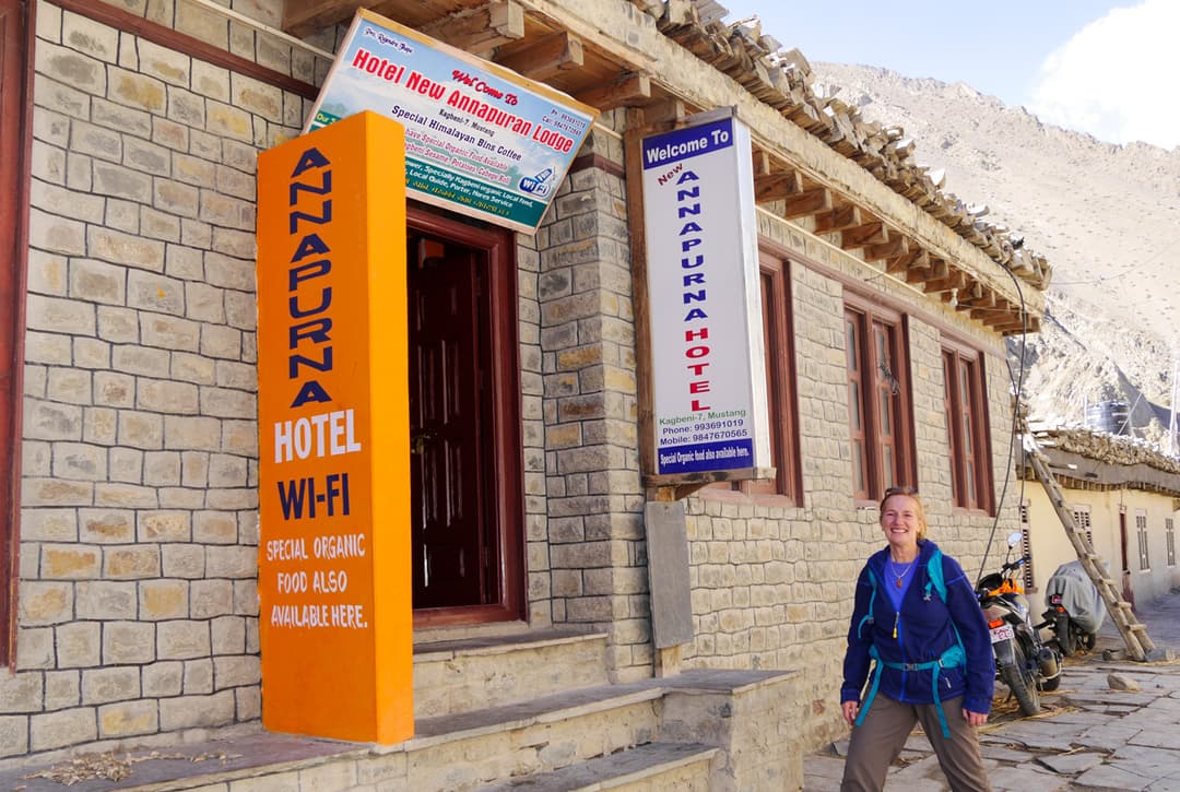 The Medieval Village Of Kagbeni With Mud Brick Houses And The Red Kag Chode Monastery In Mustang, Nepal