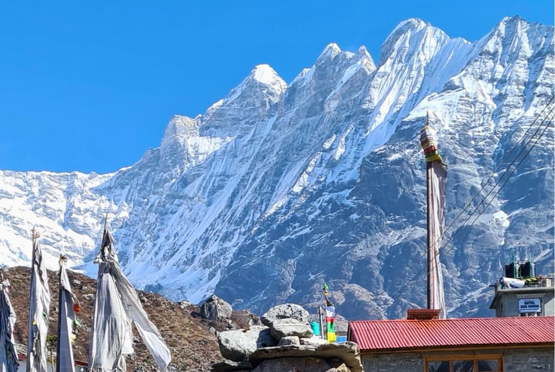 Mountain view image from Langtang Valley Kyanjin Gompa