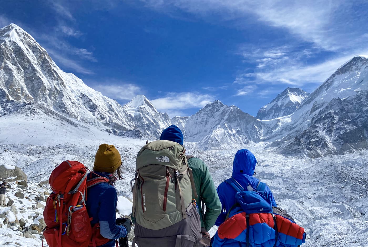 Everest Base Camp trek-overlooking snowcovered-Himalayan
