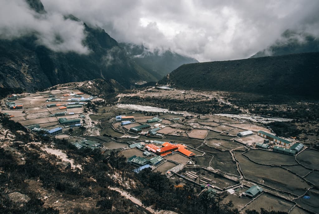 Aerial view of thame village Everest Region Trek
