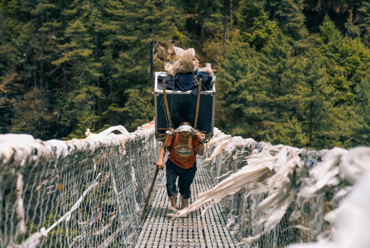 Potter in Hillary Bridge carrying full of load