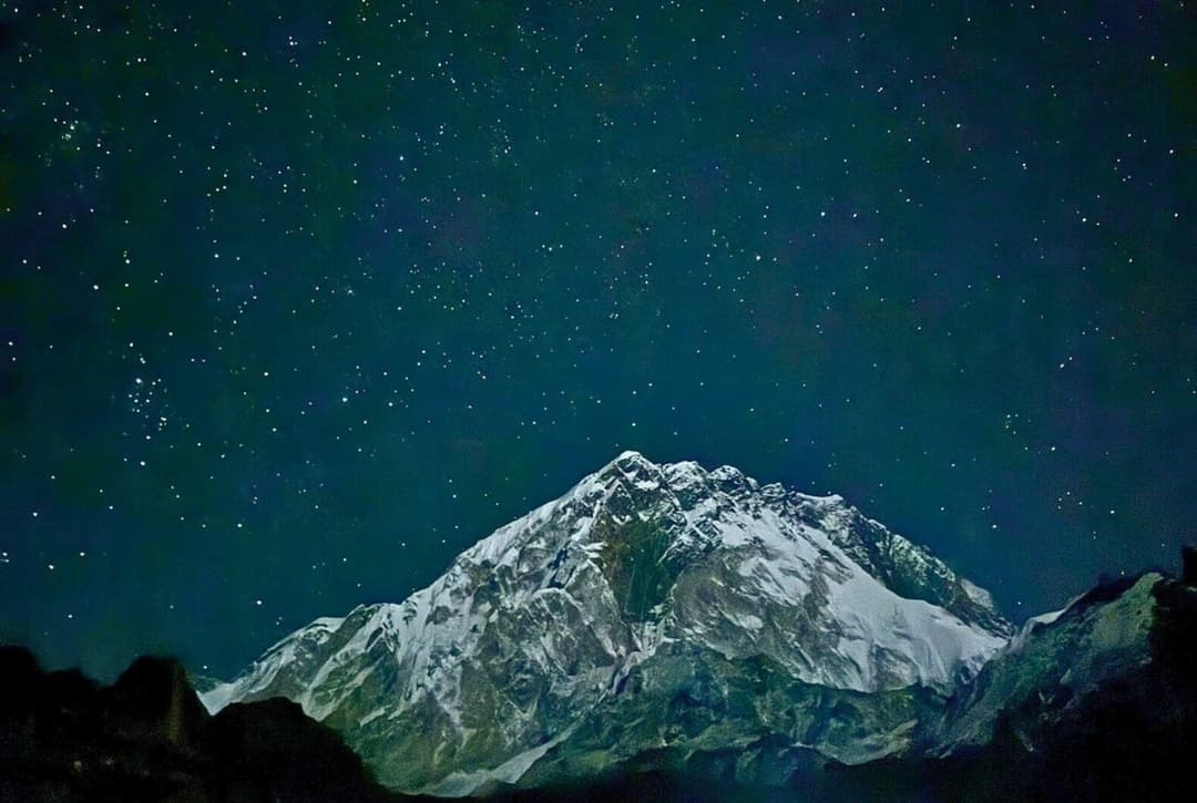 Twinkling star seen from Everest route EBC trek with Lobuche peak climbing